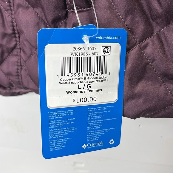 NWT Columbia Copper Crest II Hooded Jacket in Burgundy Size Large - Picture 3 of 8